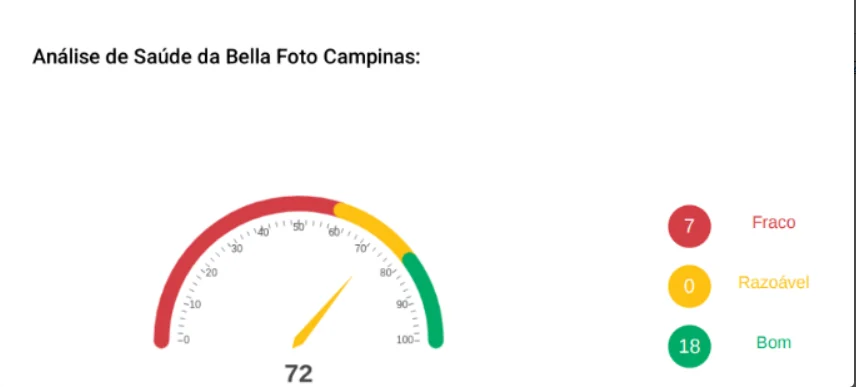 Captura real anterior do diagnóstico de Bella Foto Campinas